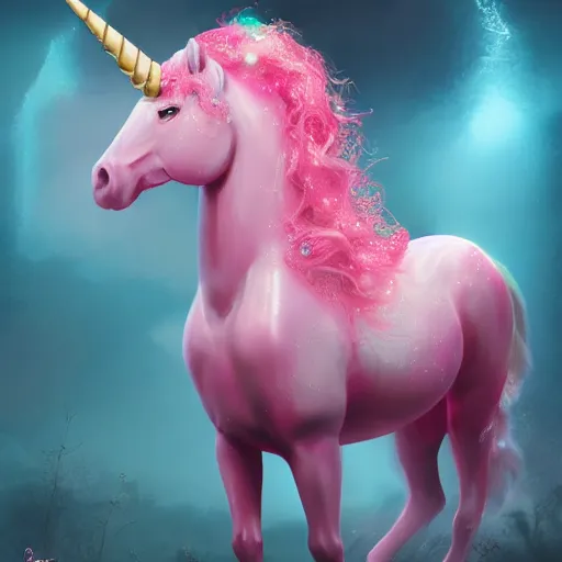 Prompt: A beautiful pink unicorn made entirely of bubbles, fantasy, portrait, oil on canvas, masterpiece, trending on artstation, cinematic composition, dramatic pose, beautiful lighting, sharp, details, hyper-detailed, HD, HDR, 4K, 8K