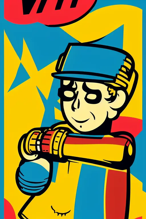 Image similar to fallout 7 6 retro futurist illustration art by butcher billy, sticker, colorful, illustration, highly detailed, simple, smooth and clean vector curves, no jagged lines, vector art, smooth andy warhol style