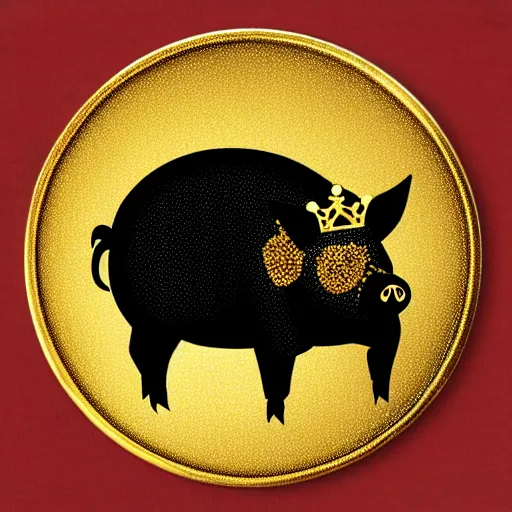 Prompt: pig in gold crown by Butcher