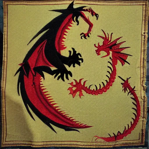 Image similar to “fire breathing dragon. Medieval tapestry”