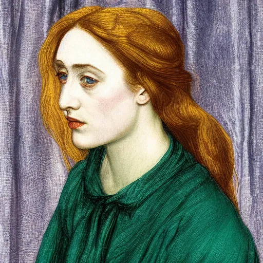 Prompt: a true-to-life portrait of Saoirse Ronan painted by Dante Gabriel Rossetti