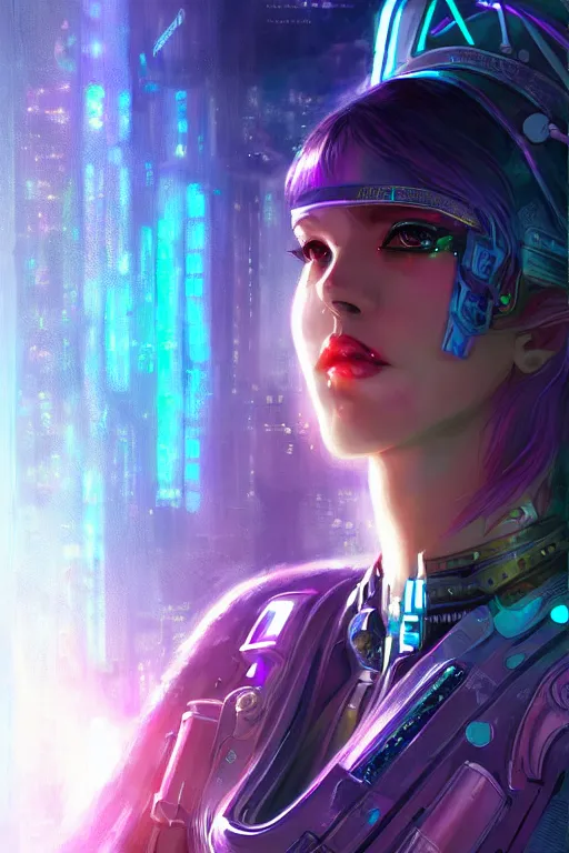 Cyberpunk Girl In Neon World Illustration. Fantastic Future