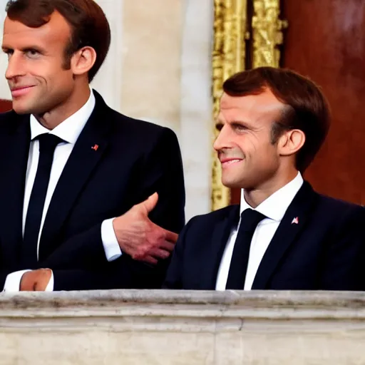 Prompt: macron flirting with melania trump