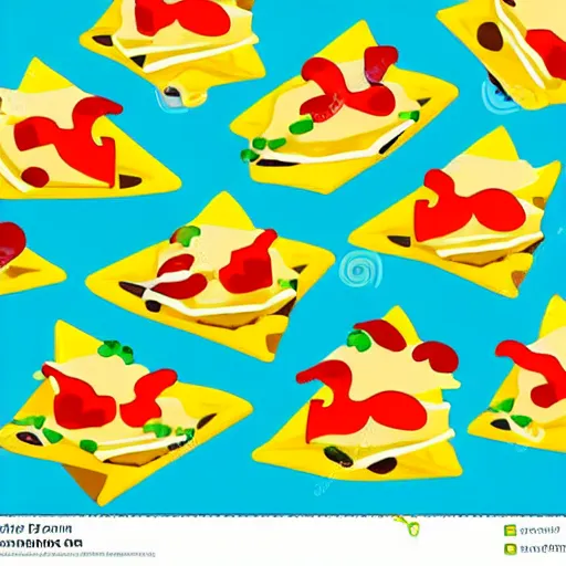 Image similar to cute adobe illustration nachos with cheese and jalapeno illustrations, white background, drawing, cartoon,