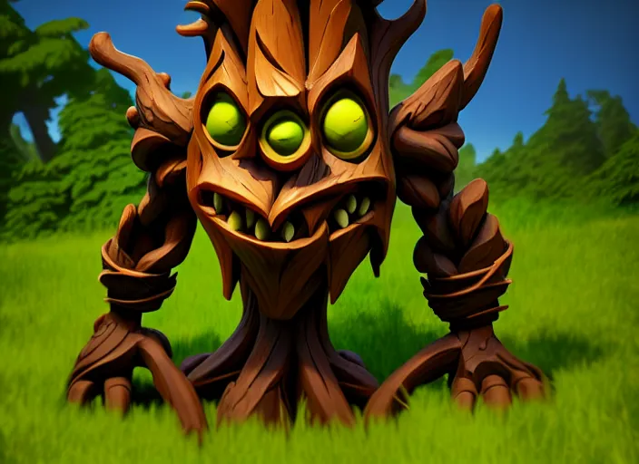 Image similar to wooden treant festeroot snarling head, stylized stl, 3 d render, activision blizzard style, hearthstone style, darksiders art style