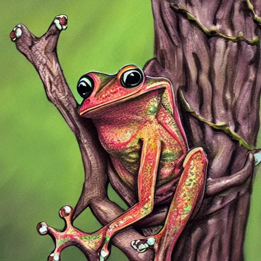 Prompt: treeborn frog, fantasy art