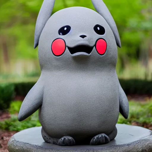 Prompt: pikachu gray moai statue