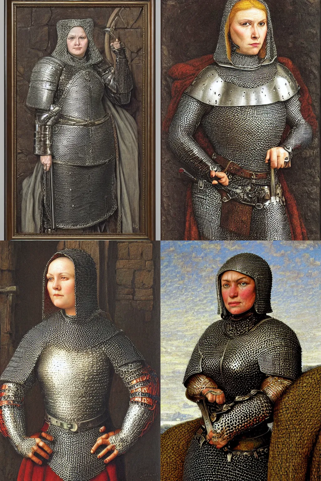 a big and strong medieval woman wearing chainmail