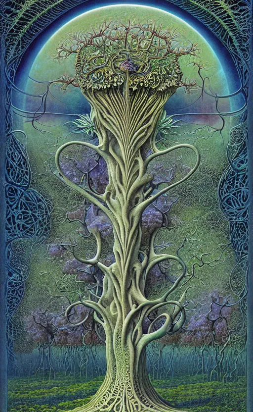 Image similar to tree of life by roger dean and andrew ferez, art forms of nature by ernst haeckel, divine chaos engine, symbolist, visionary, art nouveau, botanical fractal structures, organic, detailed, realistic, surreality