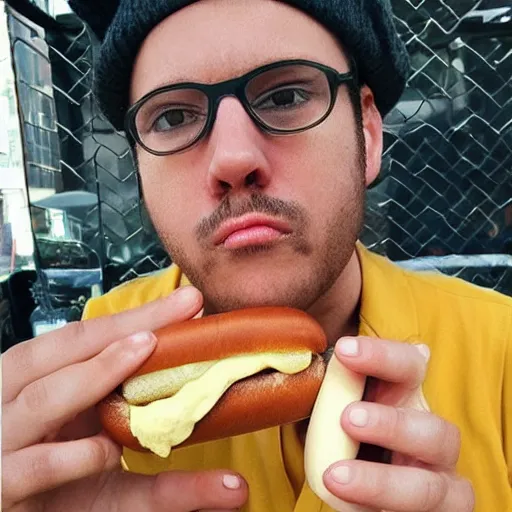 Image similar to “ a fella with hot dog lips ”