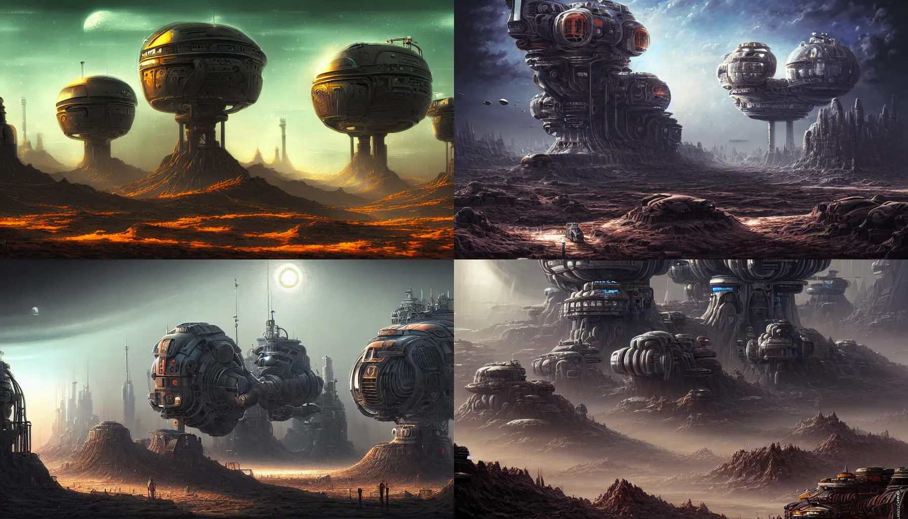 Prompt: machine city on a distant planet by dariusz zawadzki, detailed, masterpiece, atmospheric