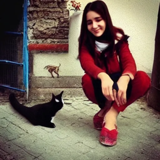 Image similar to “ a turkish girl with her cat ”