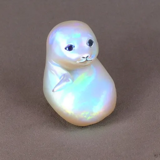 Image similar to opalescent baby seal figure opal pearl photograph realistic render