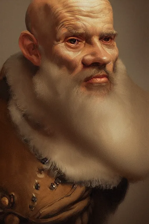 Image similar to portrait, headshot, digital painting, of an old rich 17th century sailor, bald, realistic, hyperdetailed, chiaroscuro, concept art, art by Franz Hals