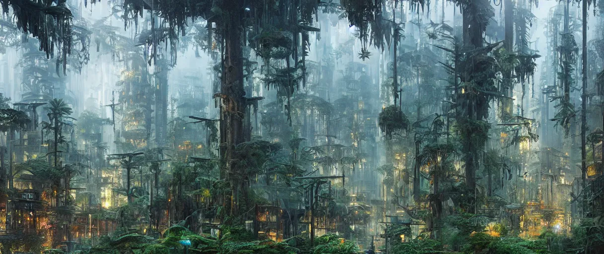 Prompt: a modern city in a forest, thick atmosphere, huge city buildings, mist, insanely beautiful and highly detailed concept art, ultrafine highly detailed hyper colorful illustration, sharp focus, rozalski, craig mullins, federico pelat, unreal engine highly rendered, global illumination, radiant light, intricate and detailed environment, for a movie film still by terrence malick