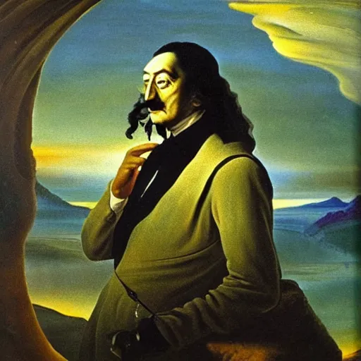 Image similar to portrait of Salvador Dali in the style of Joseph Wright of Derby