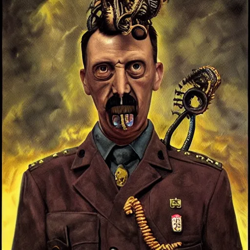 Image similar to igor ivanovich strelkov became an aggressive lovecraftian degenerate abomination calling for total mobilization, photo - realistic, color image, 2 k, highly detailed, bodyhorror, occult art