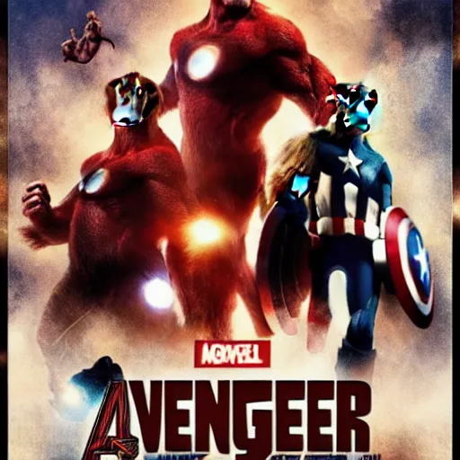 Image similar to movie poster with chimpanzees, avengers style