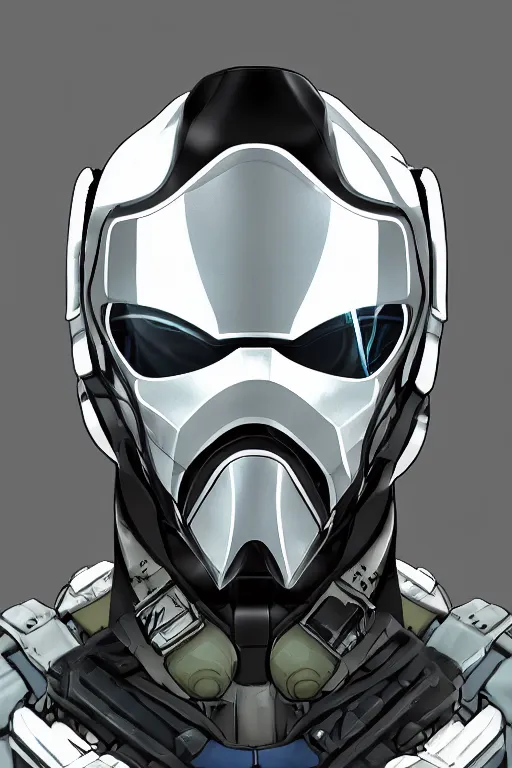 Image similar to cyber cyborg ninja mask helmet metal gear solid artic suit swat commando, global illumination ray tracing hdr fanart arstation by sung choi and eric pfeiffer and gabriel garza and casper konefal, a spectacular view cinematic rays of sunlight comic book illustration, by john kirby