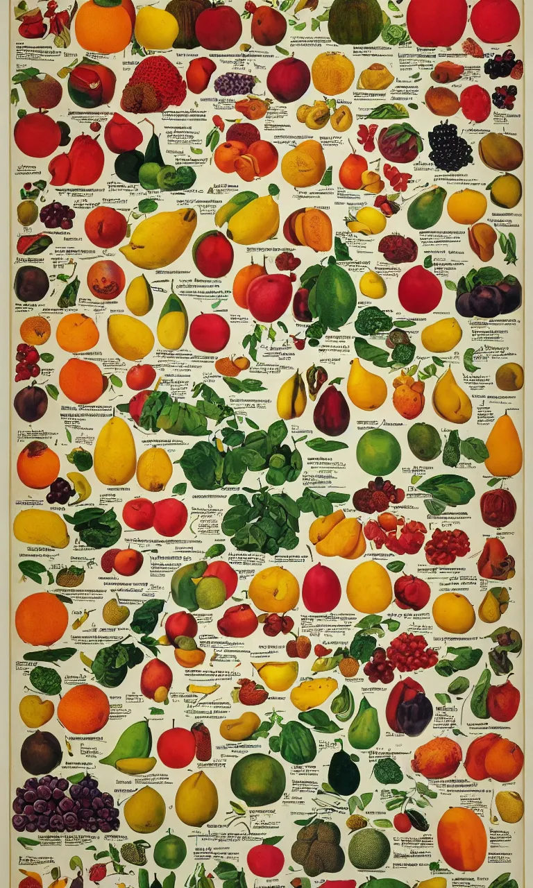 Prompt: poster showing and naming various fruits