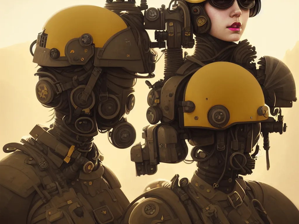 Prompt: portrait of dieselpunk blackpink lisa soldier girl, helmet, yellow mist desert, armored, highly detailed, digital painting, face detail, sharp focus, art, illustrations by loish and ayanamikodon and irakli nadar and rossdraws and wlop