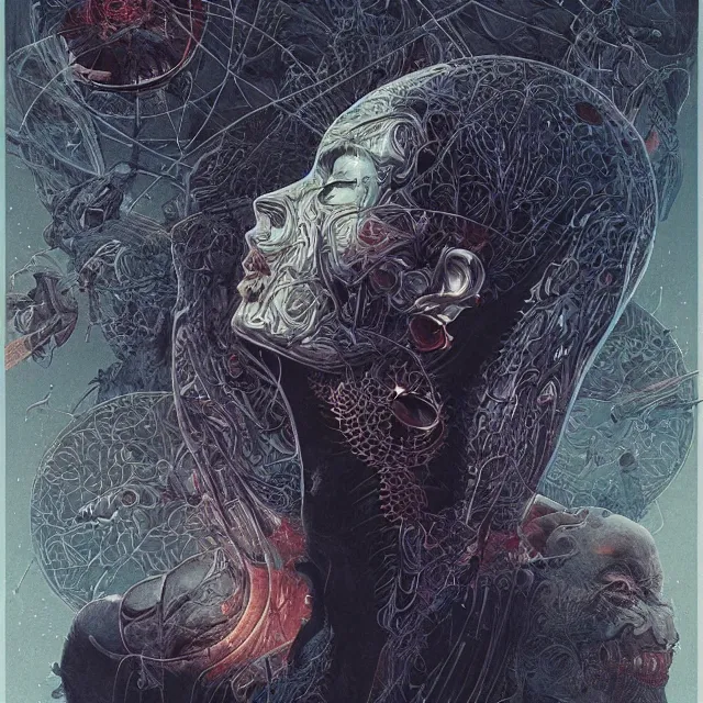 Image similar to a wandering mind, intrusive thoughts, grotesque, horror, high details, intricate details, by vincent di fate, artgerm julie bell beeple, inking, vintage 9 0 s print, screen print