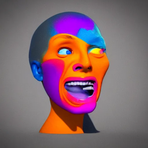 Prompt: colorful reaction face 3D render