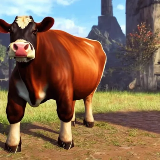 Image similar to a cow, as a character in tekken