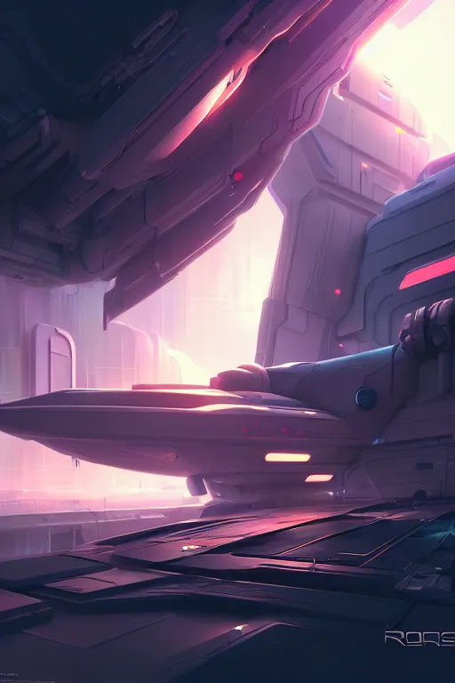 Prompt: spaceship, engineering bay, photo realistic, dynamic lighting, artstation, poster, volumetric lighting, 4 k, award winning, a detailed painting by ross tran hyperdetalized, anime | 2 d game art | official art, smooth, cyberpunk, tech