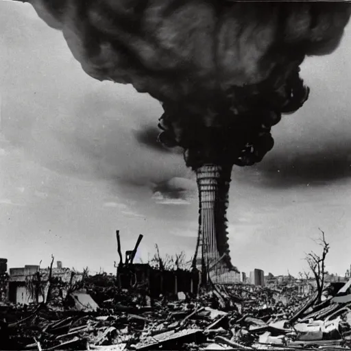 Prompt: aftermath of the atomic bombing of philadelphia