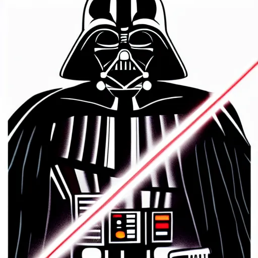 Image similar to a cartoon darth vader, high res, smooth lines