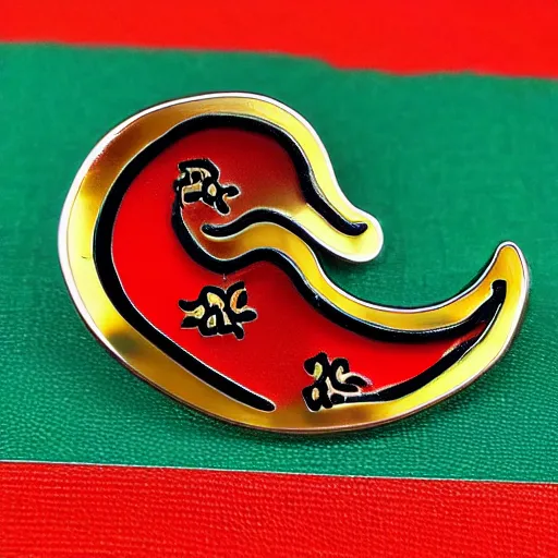 Image similar to simple yet detailed, fire jalapeno flame enamel pin retro design