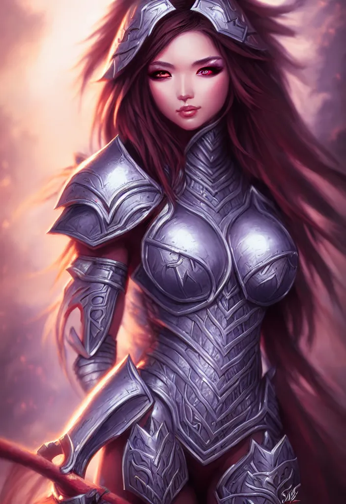 Image similar to sakimi chan, detailed face, standing, fantasy armor, tony sart