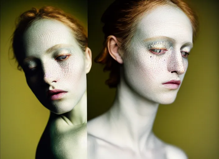 Image similar to Kodak Portra 400, 8K, soft light, volumetric lighting, highly detailed, britt marling style 3/4 , fine art portrait photography of a beautiful woman by Paolo Roversi, face and body merging with luminescent spiderwebs, symbolic metamorphosis complex 3d render , 150 mm lens, art nouveau fashion embroidered,bust with intricate details, elegant, hyper realistic, ultra detailed, octane render, underwater soft colours, emotionally evoking, head in focus, fantasy, elegant, soft blur background light, volumetric lighting, highly detailed, Refined, Highly Detailed, soft lighting colors scheme, fine art photography, Hyper realistic, photo realistic