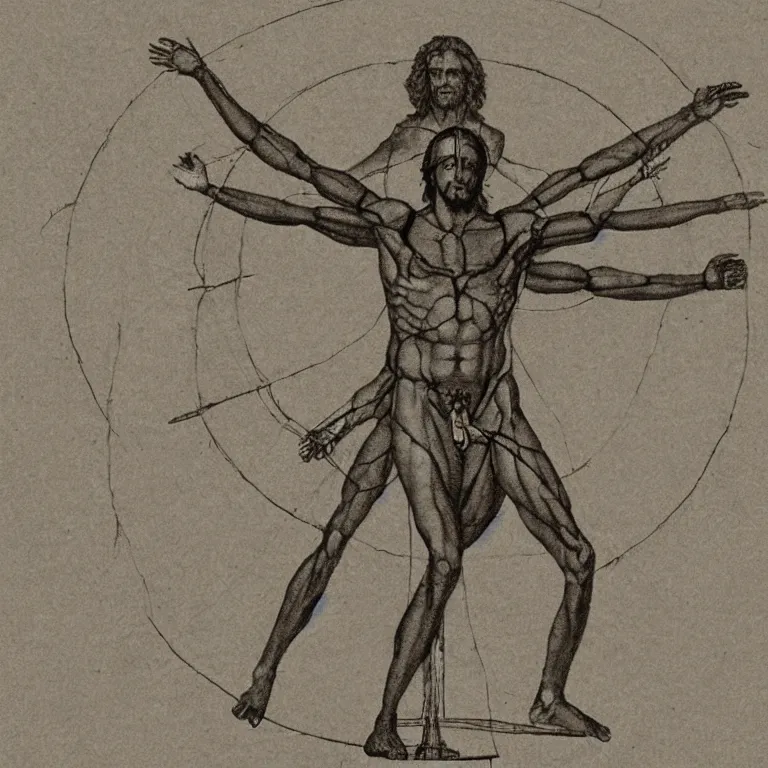 Image similar to Vitruvian Man in real life doing cartwheels, 8k resolution, ultrarealistic