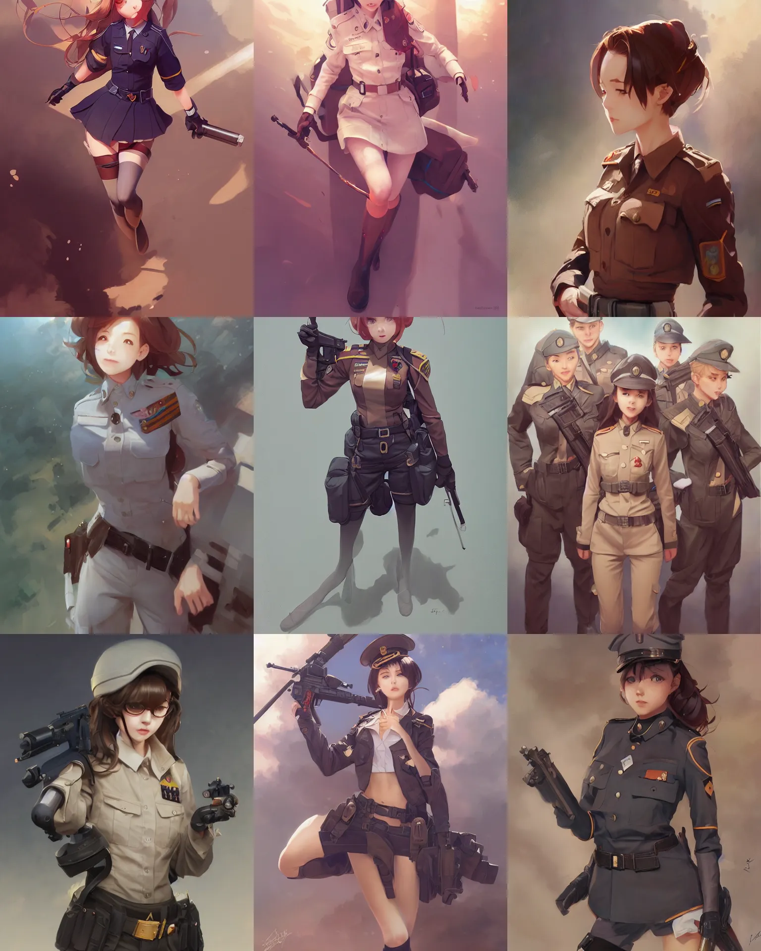 Prompt: young woman in uniform by Stanley Artgerm Lau, WLOP, Rossdraws, James Jean, Andrei Riabovitchev, Marc Simonetti, and kyoani, krenz cushart, pixiv