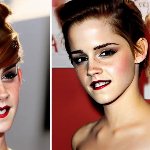 Prompt: pin-up girl Emma Watson and Kristen Stewart