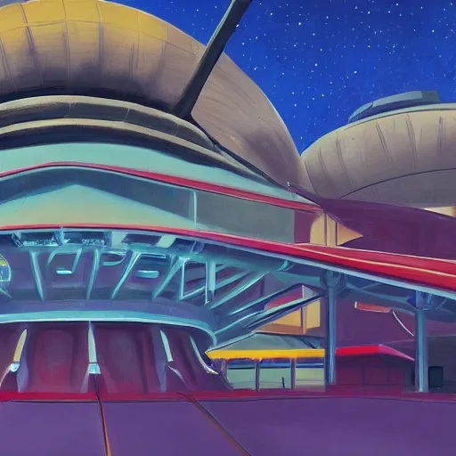 Image similar to painting of space mountain, disney world, florida, artstation