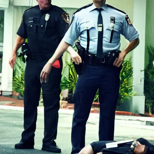 Image similar to Live Action Still of Jerma985 in Beverly Hills Cops, real life, hyperrealistic, ultra realistic, realistic, highly detailed, epic, HD quality, 8k resolution, body and headshot, film still