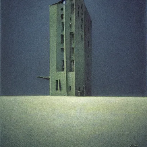 Image similar to a bipedal neon building painted by zdzisław beksinski