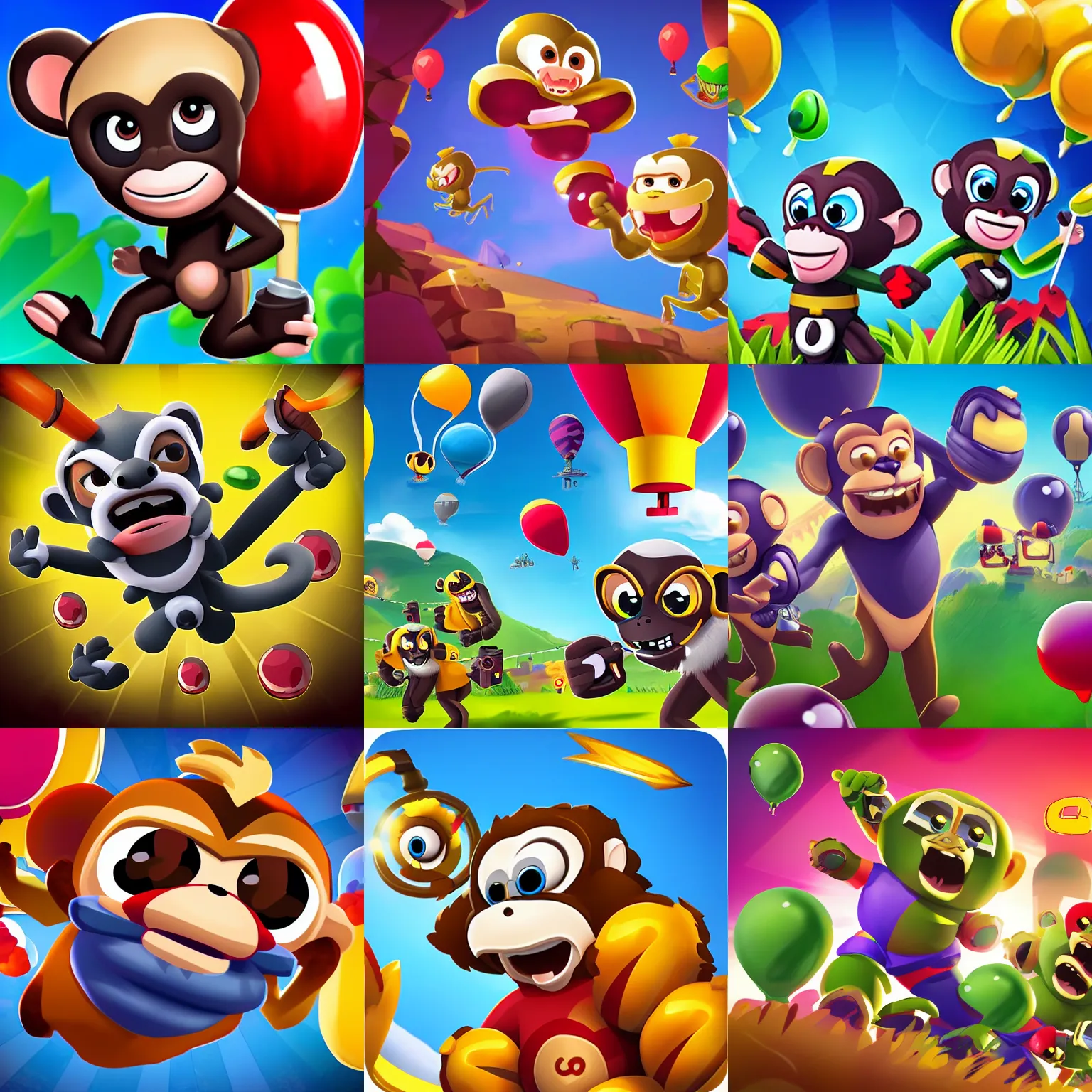 Prompt: bloons td 6 dart monkey, official game art