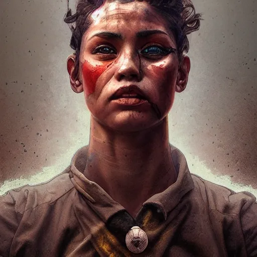 Image similar to portrait of a hero firefighter, bruised, covered in dirt, confident and proud, dramatic, intricate, headshot, highly detailed, digital painting, artstation, concept art, sharp focus, cinematic lighting, illustration, art by artgerm and greg rutkowski, alphonse mucha, cgsociety