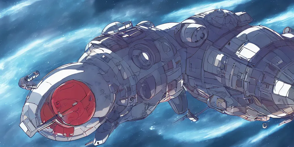 Image similar to Tardigrade shaped space ship in space, Hyper detailed, Anime, Gurren Lagan, 4k, Illustration