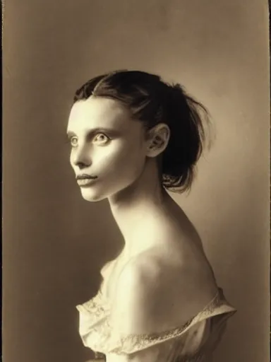 Prompt: portrait of abbey lee by gottlieb schick