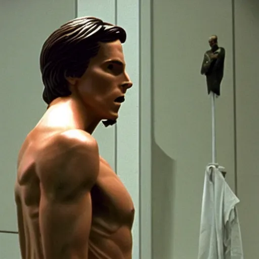 Image similar to statue of Christian Bale, by Arno Breker, in American Psycho (1999)