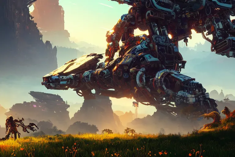 Image similar to rollerback machine mecanical creature robot of horizon forbidden west horizon zero dawn bioluminiscence global illumination ray tracing hdr fanart arstation by ian pesty and alena aenami artworks in 4 k