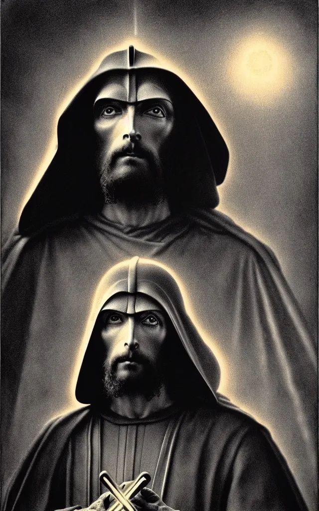 Image similar to darth jesus by gustav dore in color by max chroma