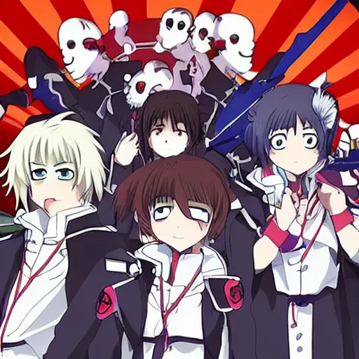 Prompt: Group photo of the anime 'Ghost Slayer'