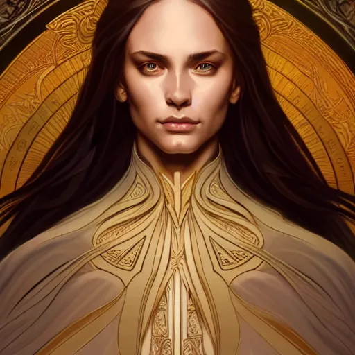 Image similar to symmetry!! intense fanart of acotar protagonist, intricate, elegant, highly detailed, my rendition, digital painting, artstation, concept art, smooth, sharp focus, illustration, art by artgerm and greg rutkowski and alphonse mucha