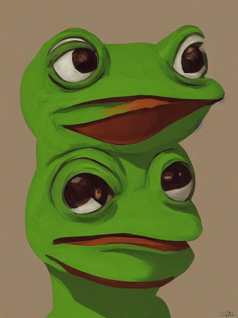 Image similar to pepe the frog mid-body portrait by Sylvain Sarrailh, high detail, trending on artstation